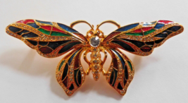 JBK Jackie Kennedy Camrose &amp; Kross Enamel Pave Rhinestone Butterfly Brooch EUVC - £59.91 GBP