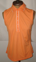 NWT New Lady Hagen Golf Top Sleeveless Piped Polo Orange Mandarin Button... - £58.62 GBP