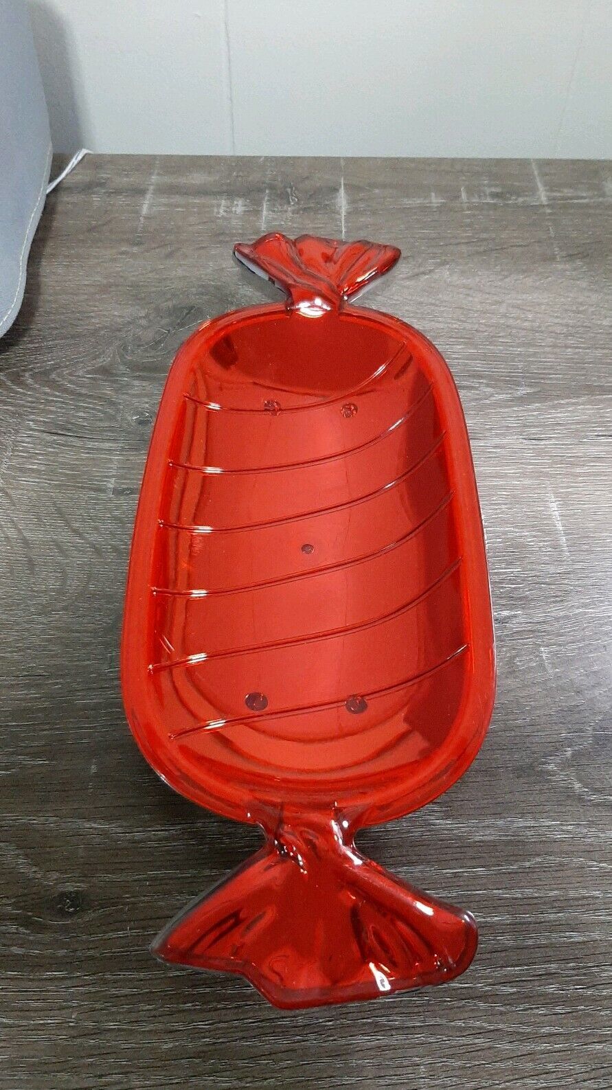 Red Christmas Candy Serving Dish, display your holiday candy cookies or ... - $10.84