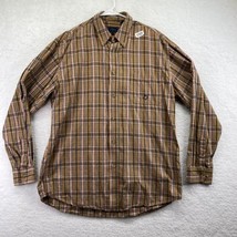 Roper Mens Khaki Plaid Shirt Size Large Long Sleeve Bar V Rodeo Club Emb... - £18.50 GBP