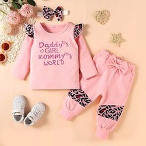 Toddler Infant Baby Girls Pink Leopard  Top Pants Outfit 0-24 Months - £30.42 GBP