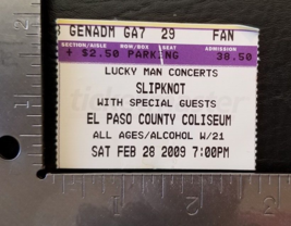 SLIPKNOT -  FEBRUARY 28, 2009 EL PASO COUNTY CONCERT TICKET STUB - $189.54 MXN