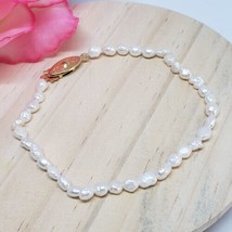 Vintage White Freshwater Rice Pearls Beaded Bracelet 7 1/2&quot; Long - £15.38 GBP