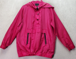 Cynthia Rowley Rain Coat Women Large Fuchsia Long Sleeve Hooded Quarter ... - $27.73