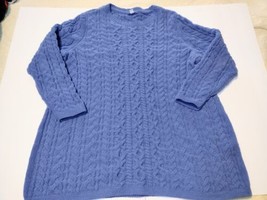 J Jill Cable Knit Chenille Sweater Womens Size PXL Periwinkle Blue Chunky Soft - £17.50 GBP