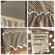1970s JCPenney Full Bedspread / Bedskirt Brown Polka Dot Ruffle Fashion Manor K4 - £23.14 GBP