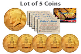 Bicentennial 1976 JFK Half Dollar US Coins 24K GOLD PLATED w/Capsules *Lot of 5* - $21.46