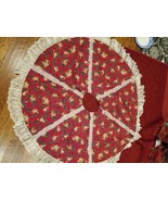 Christmas TREE SKIRT Hand Quilted Cherub Angel Pattern Red Green  50&quot; - €19,10 EUR