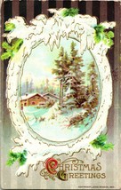 Vtg Postcard Christmas Greetings Winter Snow Country Scene John Winsch Embossed - £5.56 GBP