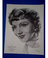 Claudette Colbert Academy Award Portrait Print Vintage 1962 Volpe It Hap... - $11.99