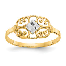 14K w/Rhodium Filigree Ring K2051 - £100.30 GBP