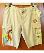 $158 ~RARE DA-NANG SILK BLEND DESERT TAN EMBROIDERED BERMUDA SHORTS XS -S - $140.65 CAD