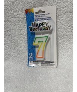White with Multicolor Number 7 Birthday Candle With Happy Birthday &amp; #7 ... - $7.92