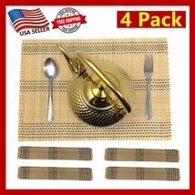 4 Pack of Bamboo Weave Placemats Durable Kitchen Dining Table Mats, 17 X 12 IN - £8.87 GBP