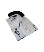Mens AXXESS Musician Singer Cotton Shirt Turkey Musical Notes 724-27 Whi... - $109.99