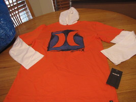 Boy&#39;s youth 4 kids Hurley long sleeve T shirt hoodie blaze orange NEW surf skate - £11.70 GBP