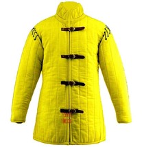 Medieval Thick Padded Gambeson Aketon Coat Armor cotton scar lerp  Yellow - £78.51 GBP