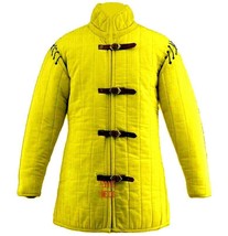 Medieval Thick Padded Gambeson Aketon Coat Armor cotton scar lerp  Yellow - £77.28 GBP