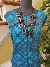 Worthington Dress Teal/black Sleeveless Size 3X- Necklace Set Included! - £30.30 GBP