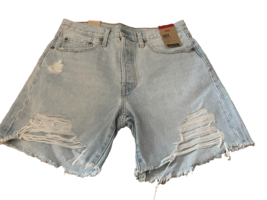 Women&#39;s Levis 501 High Rise, Button Fly, Light Wash, Ripped Shorts Size 31 NWT - £17.03 GBP
