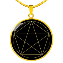 Sacred Geometry Pentagram Circle Necklace Stainless Steel or 18k Gold 18-22&quot; - £34.08 GBP+