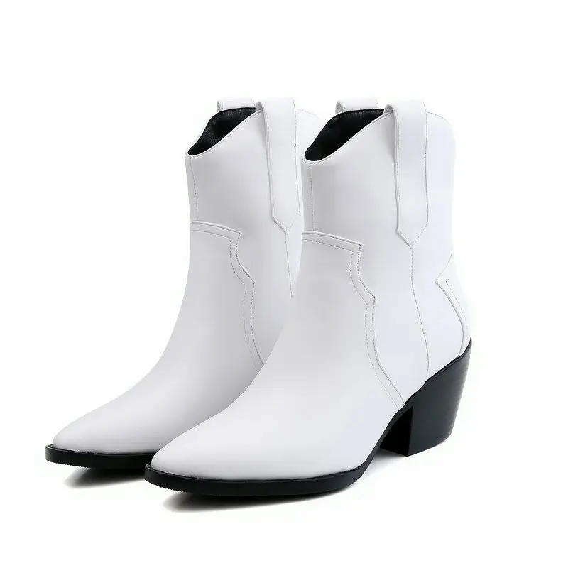Nice  Ankle Boots Autumn Pu Leather Women Boots Wees High Heel Western boy Boots - £314.42 GBP