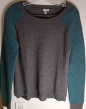  100% Cashmere Pullover Sweater Xs GRAY/GREEN Halogen - £9.34 GBP