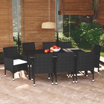  Dining Set Black Poly Rattan, Steel, WPC, Aluminum, Polyester - $1,550.28 CAD