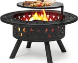 38&quot; Wood Burning Fire Pit Metal Backyard Patio Round Table Outdoor Heati... - $287.99