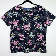 Scrub Wear Floral Patterned Printed Scrub Top Shirt Size Medium M - £5.42 GBP