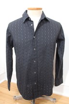 Theory S Black Patrick B Cotton Blend Eyelet Long Sleeve Button-Front Shirt - £31.39 GBP
