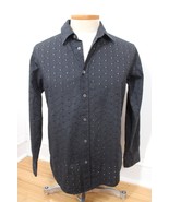 Theory S Black Patrick B Cotton Blend Eyelet Long Sleeve Button-Front Shirt - £31.21 GBP