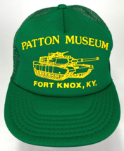 Vtg PATTON MUSEUM Hat-Fort Knox, KY-Army Tank-Green-Mesh-Snapback-Made i... - $19.64