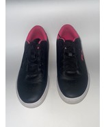 Sneakers Women 6M Black &amp; Pink Low Top Shoes Faux Leather Upper Used - €17,11 EUR