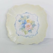 Vintage Porcelain Hand Painted Pansy Flowers 9.5&quot; Plate Scalloped Signed Elwanda - £31.64 GBP
