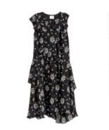 NWT ERDEM x H&amp;M Black 100% Silk Floral Pattern Dress Short Sleeve SZ 2 S... - $7,336.47 MXN