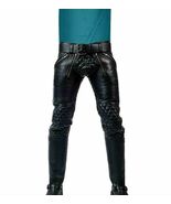 MENS LEATHER LEDER JEANS  ZIPPER BREECHES PADDED PANTS TROUSERS 82 FN BL... - $119.88