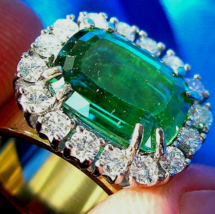 Earth mined Sea foam Blue Green Tourmaline Diamond Designer Deco Style Ring - $43,505.25