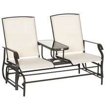 Outsunny Beige Patio Glider Bench with Table - $235.99