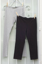 2 @ leggings cotton/spandex Sz M ~ H&amp;M Basic (gray) HUE (black) ~ SHIPS ... - £17.29 GBP