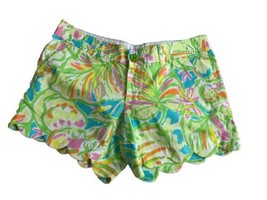 Lilly Pulitzer Buttercup Shorts Size 2 Scalloped Green Print Vacation Shorts - £27.26 GBP