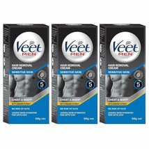 3 x Veet Hair Removal Cream for Men, Sensitive Skin 50g | DHL Shipping - £16.31 GBP