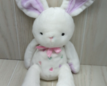 Carters Just One Year Plush White Bunny Rabbit colorful Hearts Purple ea... - £18.19 GBP