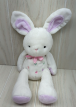 Carters Just One Year Plush White Bunny Rabbit colorful Hearts Purple ears feet - $22.76
