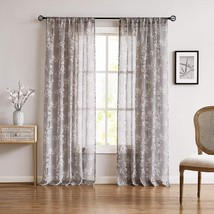 Fmfunctex Flax-Blend Sheer Curtains For Living Room Tan, Rod Pocket, 50&quot; X 63&quot; - £32.70 GBP