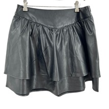 Express High Waisted Faux Leather Ruffle Mini Skirt Size Medium New - $47.26