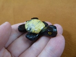 (Y-TUR-SET-121) Green Sea Turtle Stone Serpentine + Onyx Figurine Love Turtles - £7.60 GBP