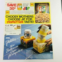 VTG Retro 1983 Jif Peanut Butter &amp; Dixies Smurf Petites Bathroom Cups Ad Coupon - £14.90 GBP