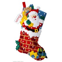 Bucilla Felt Stocking Applique Kit 18&quot; Long-Jolly Chimney Santa - £30.36 GBP