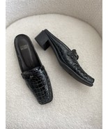 Stuart Weitzman Black Crocodile Patent Leather Block Heel Mules Shoes 8 ... - €27,80 EUR